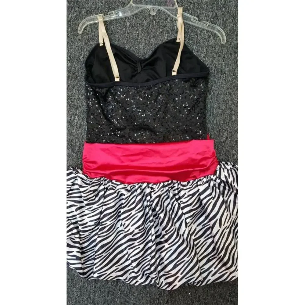 Pre-Owned Dance Costume Weissman 6835 Large Child Red Dress Jazz Sequin
